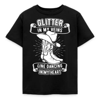 Line dance dancing cowboy boots Country Gift - Kids' T-Shirt - black - Front - AI Model Kid Female (0cm)