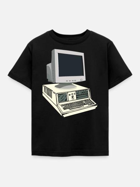 Alter Computer - Kinder T-Shirt - Schwarz