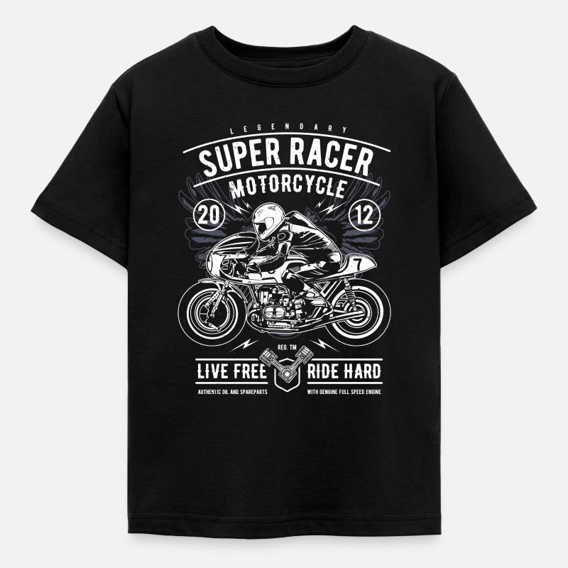 Super Racer Motorrad - Kinder T-Shirt - Schwarz