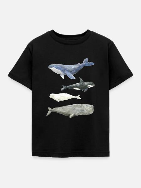 Watercolor Whales - Kinder T-Shirt - Schwarz