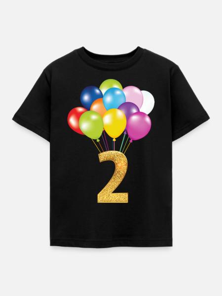 2 barn födelsedag grattis på födelsedagen - T-shirt barn - svart