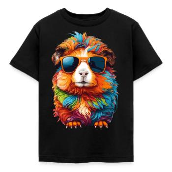 Guinea Pig: Cute with Sunglasses - Kids' T-Shirt - black - Front - AI Model Kid Female (0cm)