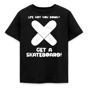 La vie vous a déprimé ? Procurez-vous une planche à roulettes ! (Crédit : WoB) - T-shirt Enfant - noir - Devant - AI Model Kid Female (0cm)