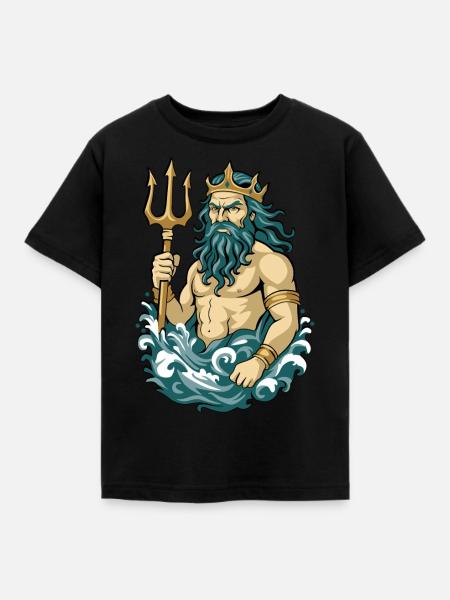 Poseidon - Kinder T-Shirt - Schwarz