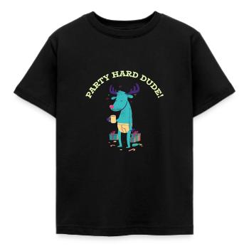 Party HARD DUDE! - Kinder T-Shirt - Schwarz - Vorne - AI Model Kid Female (0cm)