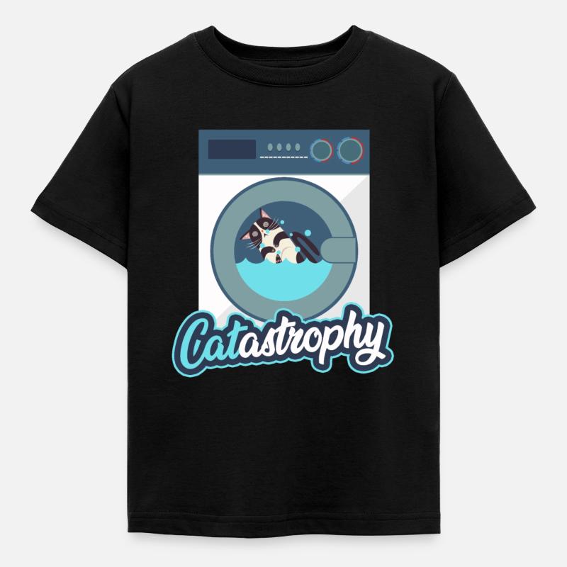 Chat dans la machine à laver - T-shirt Enfant - noir