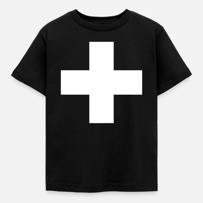 Schweizerkreuz - Kinder T-Shirt - Schwarz