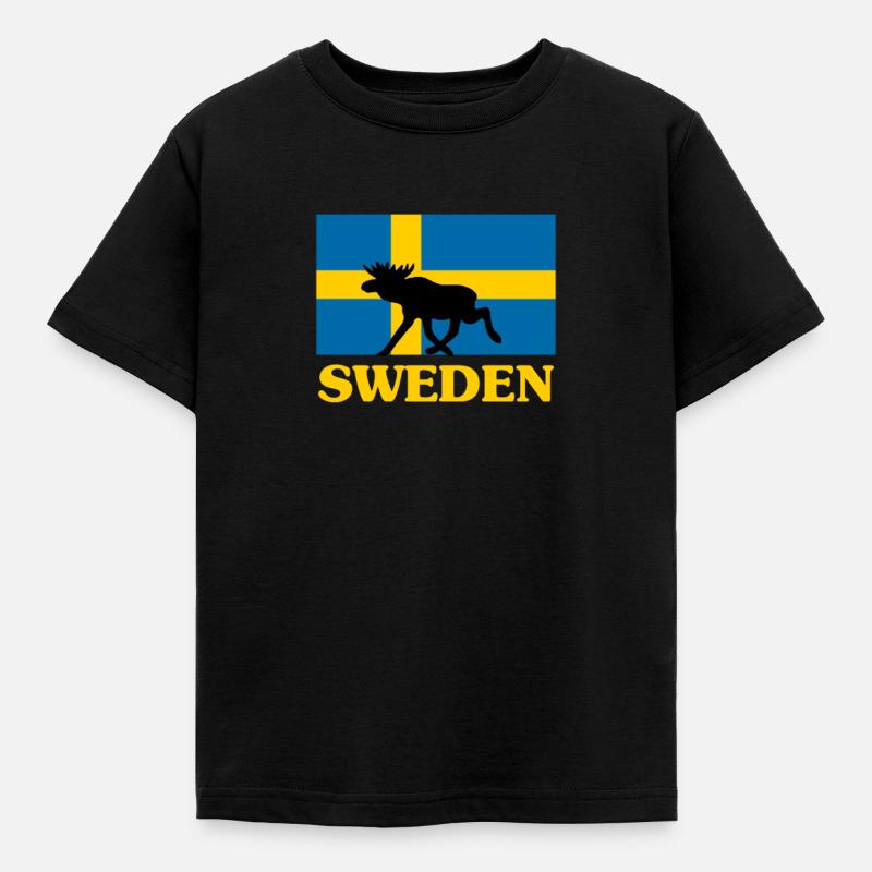 Drapeau de la Suède Elk - T-shirt Enfant - noir