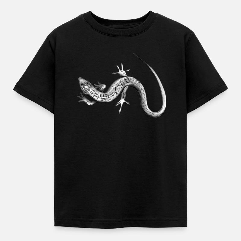 Gray Lizard Black and White Pattern - Kids' T-Shirt - black
