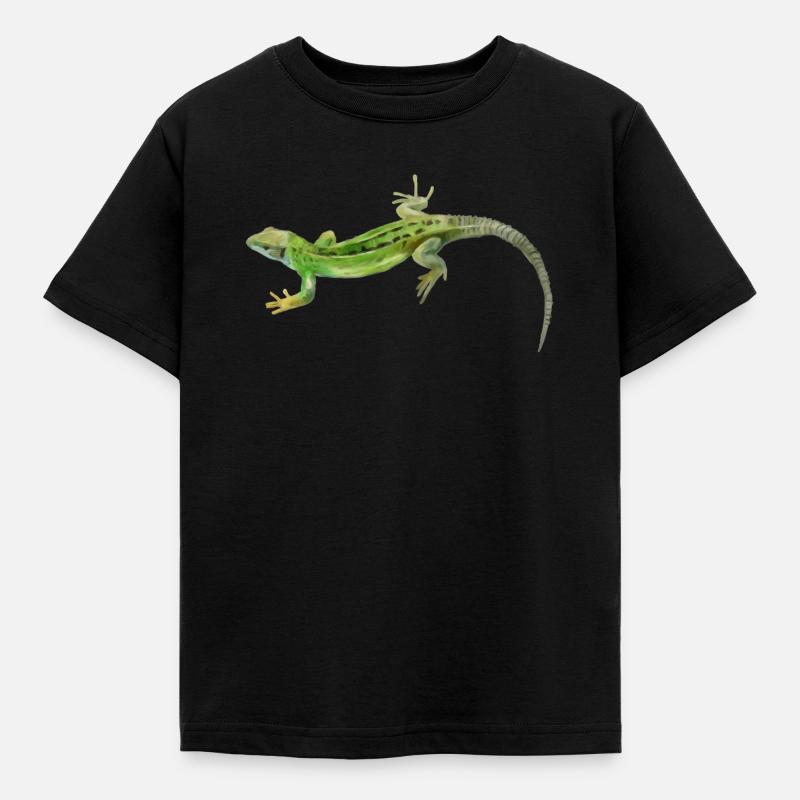 Gecko Green Pattern - Kids' T-Shirt - black