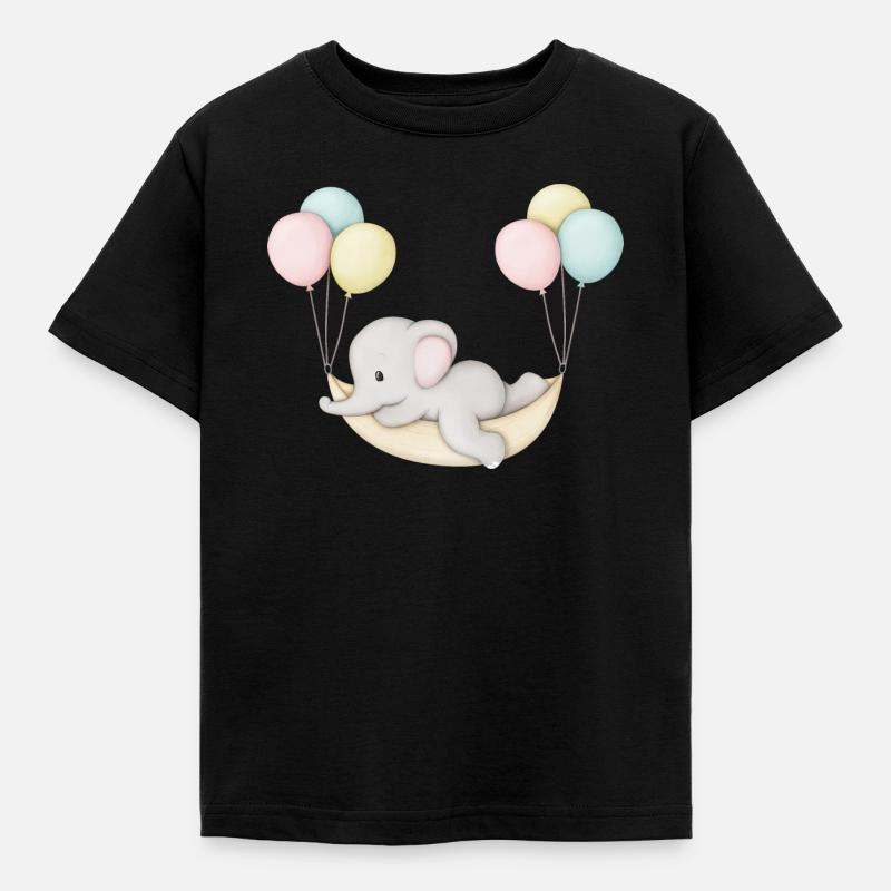 mignon bébé éléphant dans un hamac - T-shirt Enfant - noir