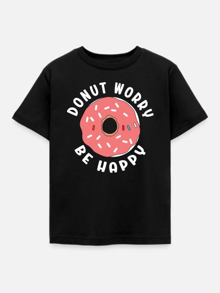 Donut Sorge Sei glücklich - Kinder T-Shirt - Schwarz