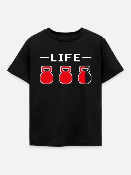 Kettlebell Life Pixelated Dark - Kinder T-Shirt - Schwarz