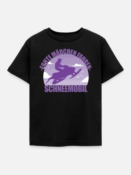 Schneemobil Winter Offroad Mädchen Geschenk - Kinder T-Shirt - Schwarz