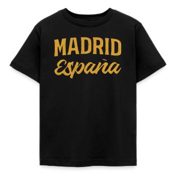 Madrid Spanien Gold Schrift - Kinder T-Shirt - Schwarz - Vorne - AI Model Kid Female (0cm)