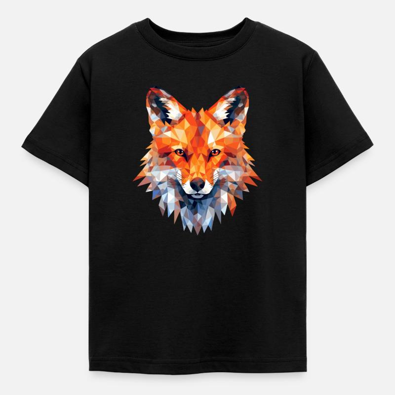 Fuchs Polygon Füchse Wald Polarfuchs Tier - Kinder T-Shirt - Schwarz