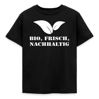 Bio Frisch Nachhaltig - Bio Landwirt Geschenk - Kinder T-Shirt - Schwarz - Vorne - AI Model Kid Female (0cm)
