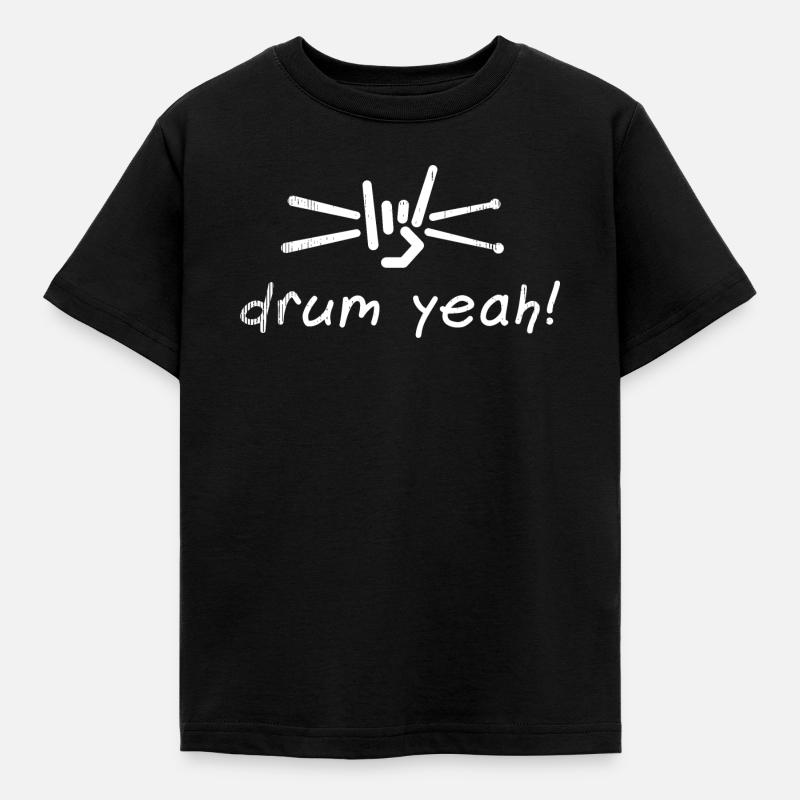 Drum Yeah! Energetic Drum Pattern Illustration - Kids' T-Shirt - black
