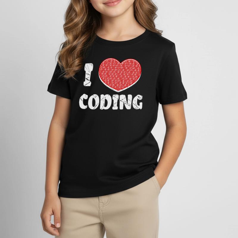 Développeur Heart Coding Statement Programmeur T-shirt Enfant