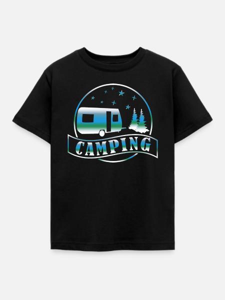 Camping Caravan Wald - Kinder T-Shirt - Schwarz