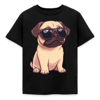 Lustiger Mops Hund - Kinder T-Shirt - Schwarz - Vorne - AI Model Kid Female (0cm)