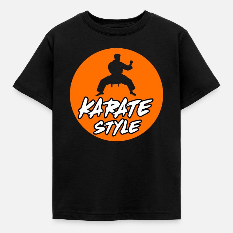 Karatetraining mit dynamischer Silhouette - Kinder T-Shirt - Schwarz