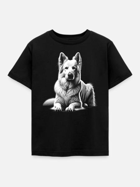 Schweizer Schäferhund in liegender Pose - Kinder T-Shirt - Schwarz