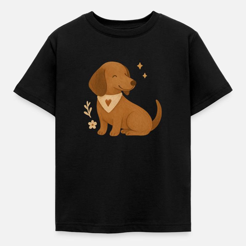 Dackel Herz - Kinder T-Shirt - Schwarz