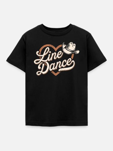 Linedance Herz mit Cowboyhut Design - Kinder T-Shirt - Schwarz