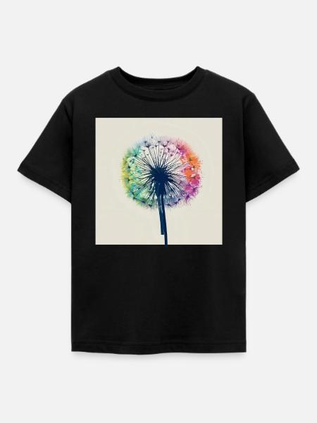 Bunter Pusteblumen-Aquarell - Kinder T-Shirt - Schwarz