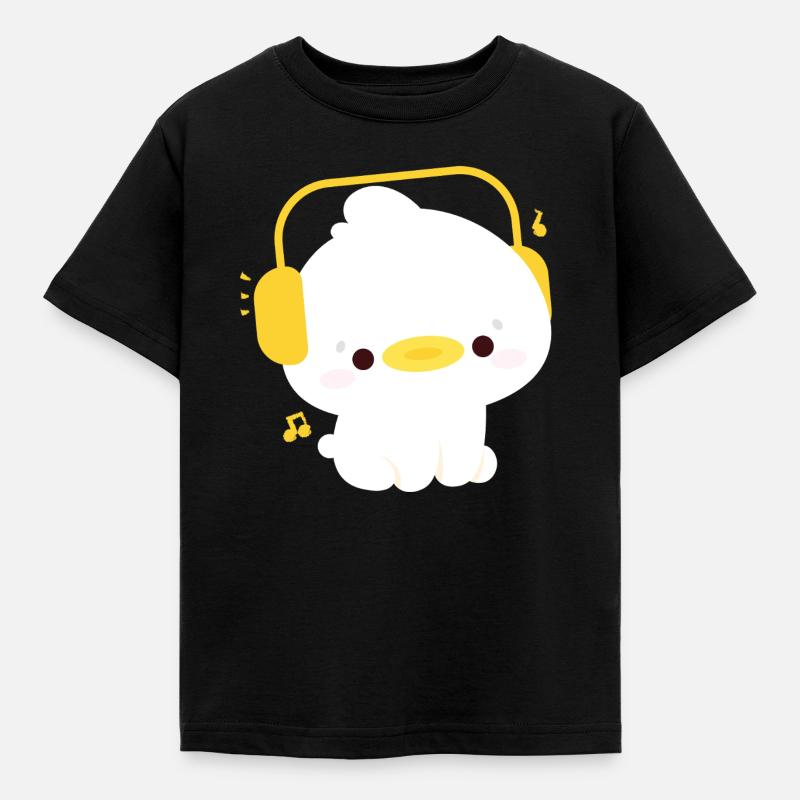 Ente mit Kopfhörern - Kinder T-Shirt - Schwarz
