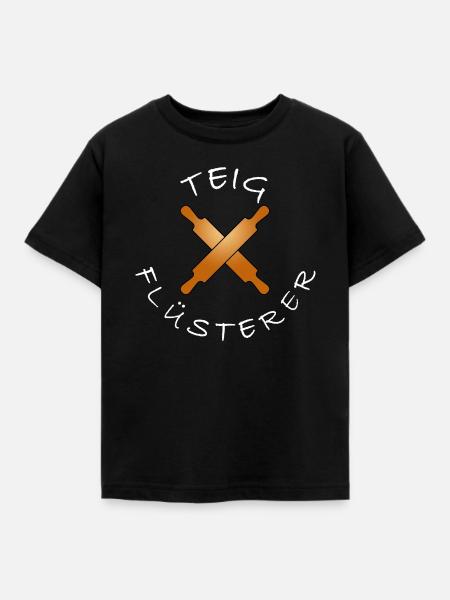 Lustiger Bäcker Spruch backen Teigflüsterer - Kinder T-Shirt - Schwarz