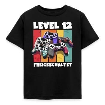 Level 12 Gamepad Geburtstag 12. Burzeltag bday - Kinder T-Shirt - Schwarz - Vorne - AI Model Kid Female (0cm)