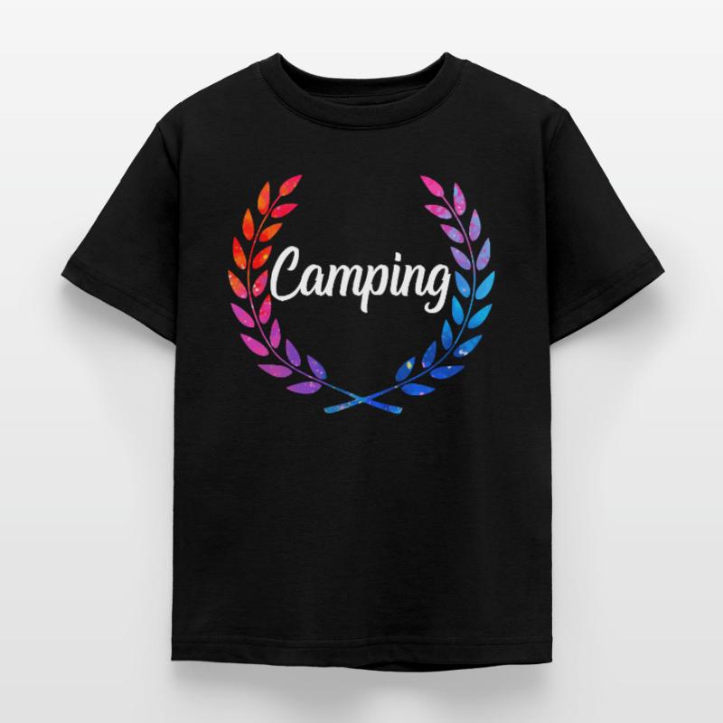 Camping Farblaurel Script Kinder T-Shirt