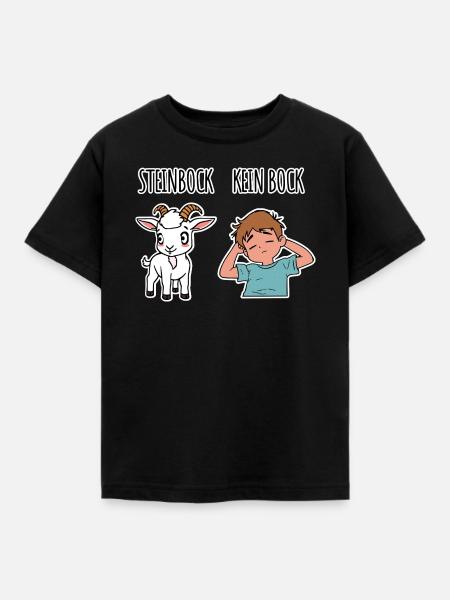 Steinbock - Kein Bock - verschiedene Dinge - Kinder T-Shirt - Schwarz