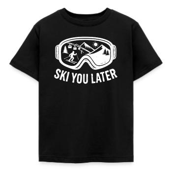 Ski You Later – Lustiger Wintersport Spruch - Kinder T-Shirt - Schwarz - Vorne - AI Model Kid Female (0cm)