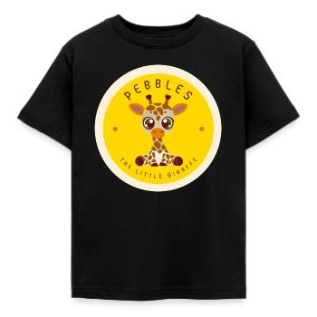Cute Giraffe in Stamp Motif, Zoo Animal Safari Animal - Kids' T-Shirt - black - Front - AI Model Kid Female (0cm)