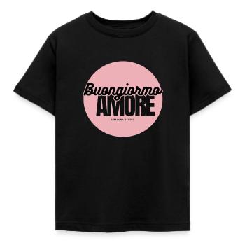 Buongiorno Amore Pink Circle - Kinder T-Shirt - Schwarz - Vorne - AI Model Kid Female (0cm)