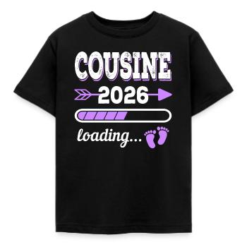Cousine 2026 Loading Schwangerschaft Geschenkidee - Kinder T-Shirt - Schwarz - Vorne - AI Model Kid Female (0cm)
