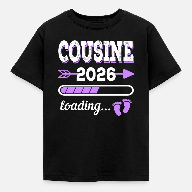 Cousine 2026 Loading Schwangerschaft Geschenkidee - Kinder T-Shirt - Schwarz