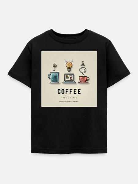 Kaffee Code Design - Kinder T-Shirt - Schwarz