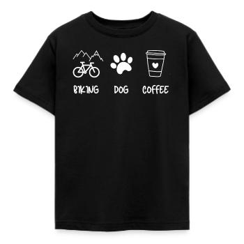 Cyclist Dog Kaffee - Kinder T-Shirt - Schwarz - Vorne - AI Model Kid Female (0cm)