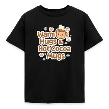Warm Hugs Cocoa Mug - Kids' T-Shirt - black - Front - AI Model Kid Female (0cm)