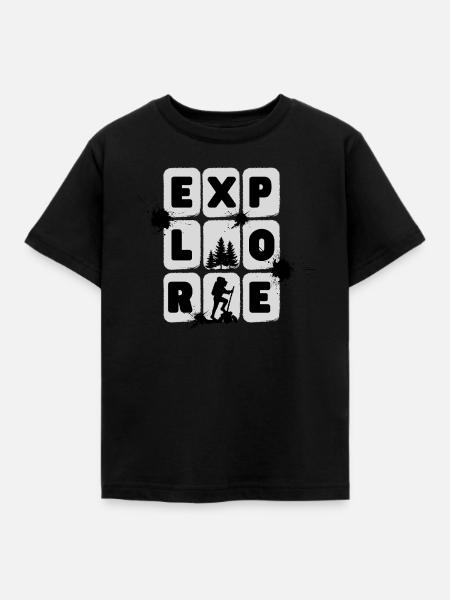 EXPLORE – Minimal Design - Kinder T-Shirt - Schwarz