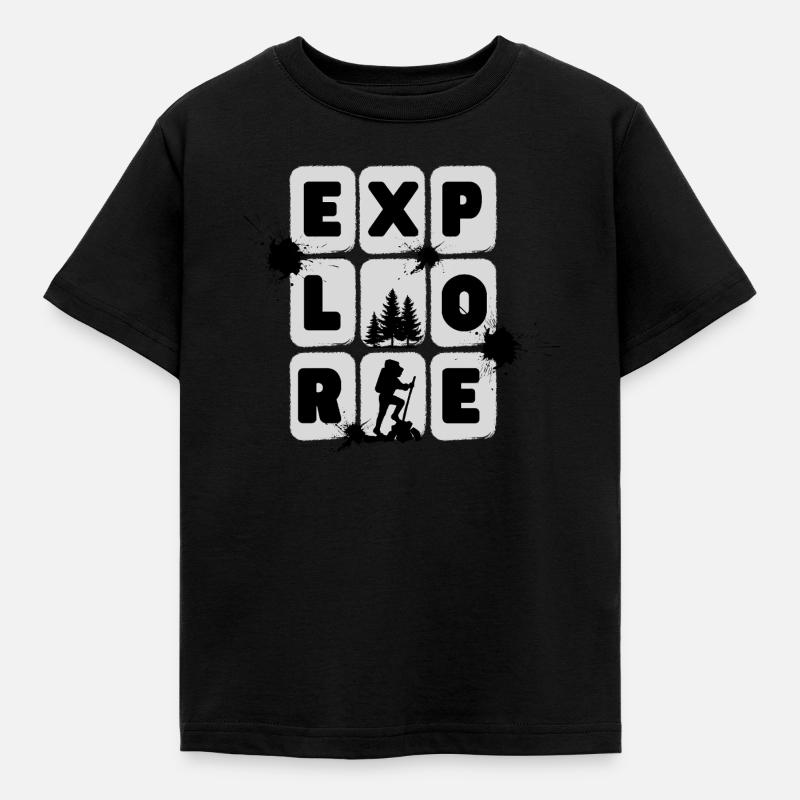 EXPLORE – Minimal Design - Kinder T-Shirt - Schwarz