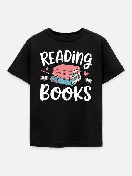 Bücher lesen - Kinder T-Shirt - Schwarz