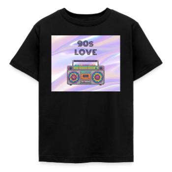 90s Love Boombox - Kids' T-Shirt - black - Front - AI Model Kid Female (0cm)