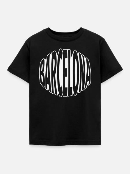 Barcelona Oval Schriftzug - Kinder T-Shirt - Schwarz