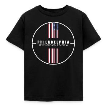 Coordonnées de Philadelphie - T-shirt Enfant - noir - Devant - AI Model Kid Female (0cm)