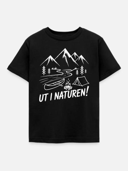 Bergwandern-Campingmotiv - Kinder T-Shirt - Schwarz
